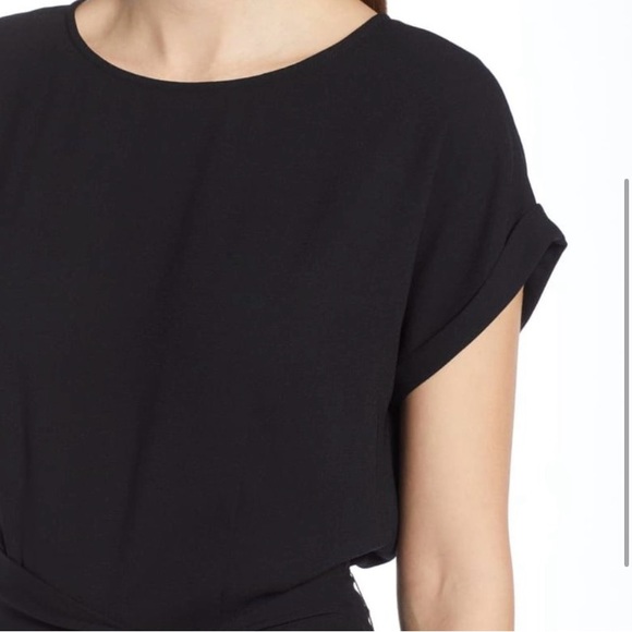 Halogen short cap sleeve jumpsuit with tie belt black size 0 - Picture 3 of 4